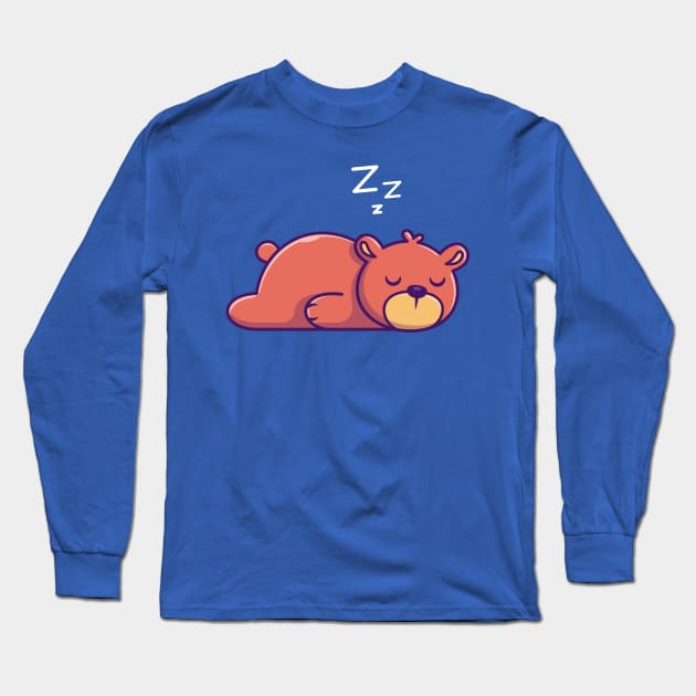 Cute Teddy Bear Sleeping Cartoon Long Sleeve T-Shirt by Catalyst Labs